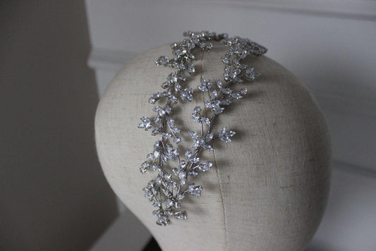 Nadia silver crystal bridal headband