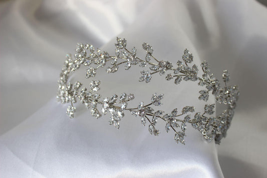 Nadia silver crystal bridal headband