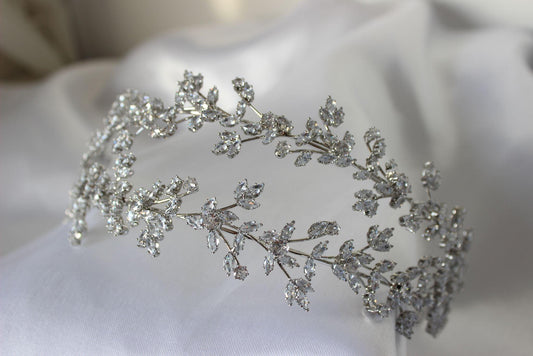 Nadia silver crystal bridal headband