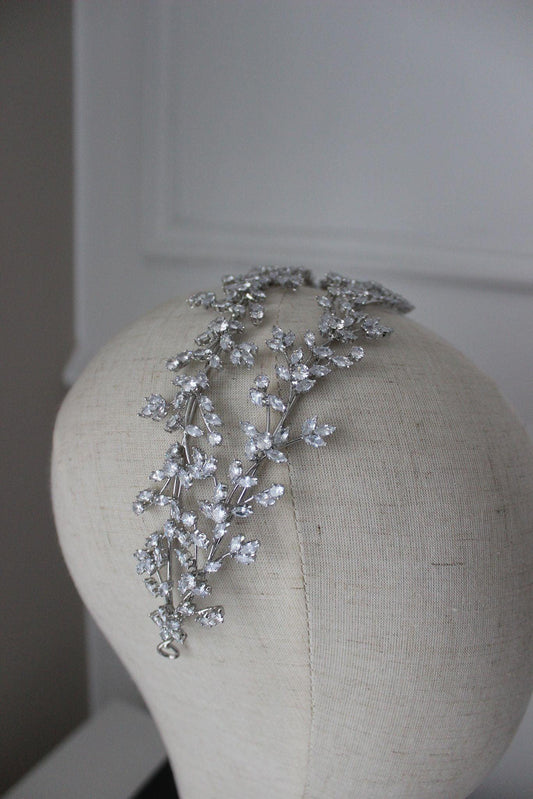 Nadia silver crystal bridal headband