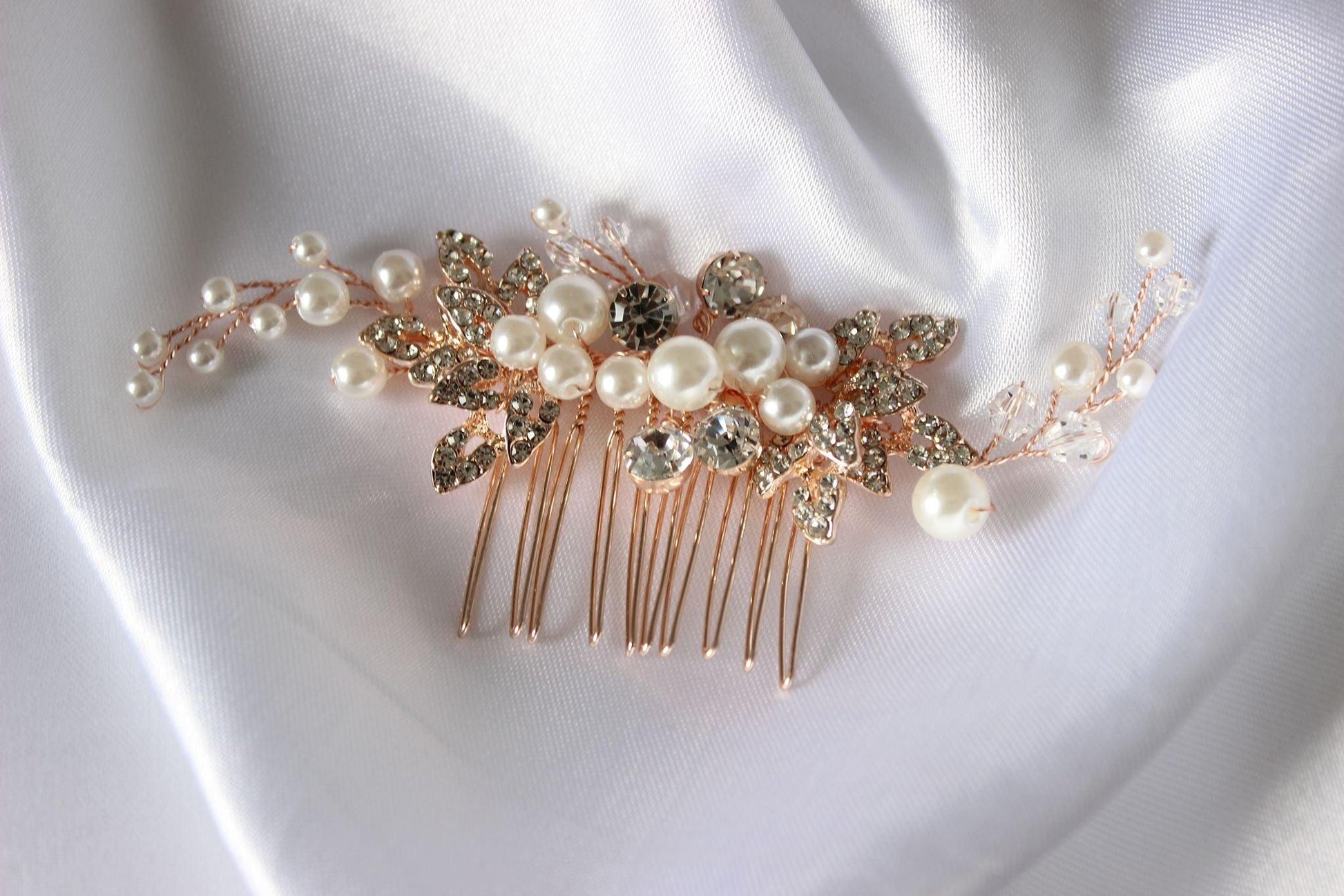 Nata rose gold bridal hair comb