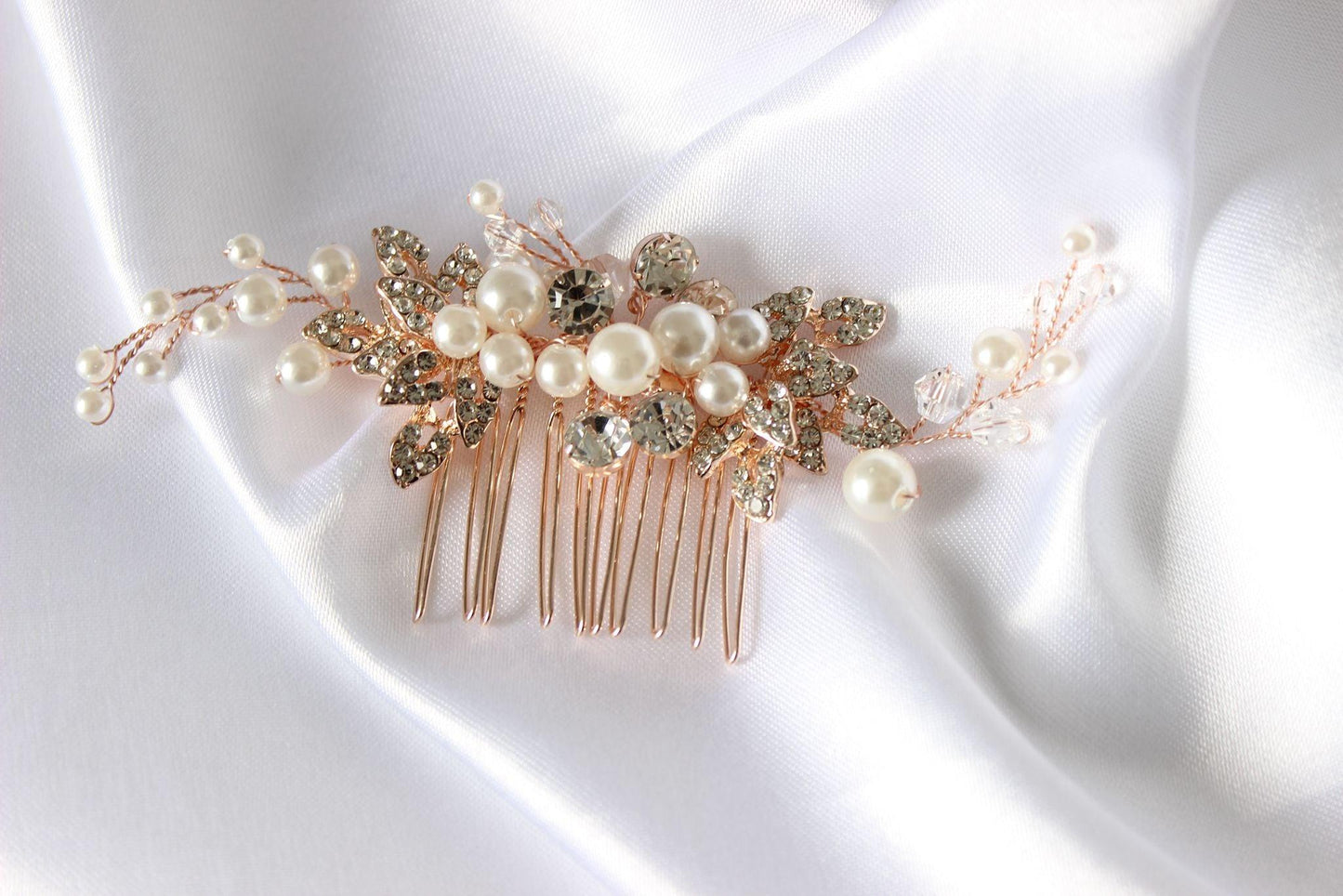 Nata rose gold bridal hair comb