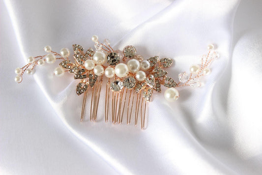 Nata rose gold bridal hair comb