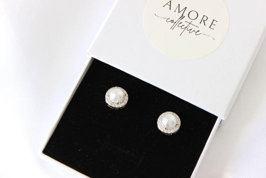 Natalie pearl silver studs