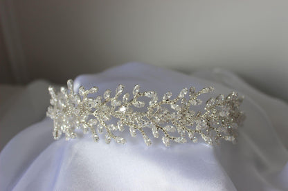Nora silver crystal bridal headpiece