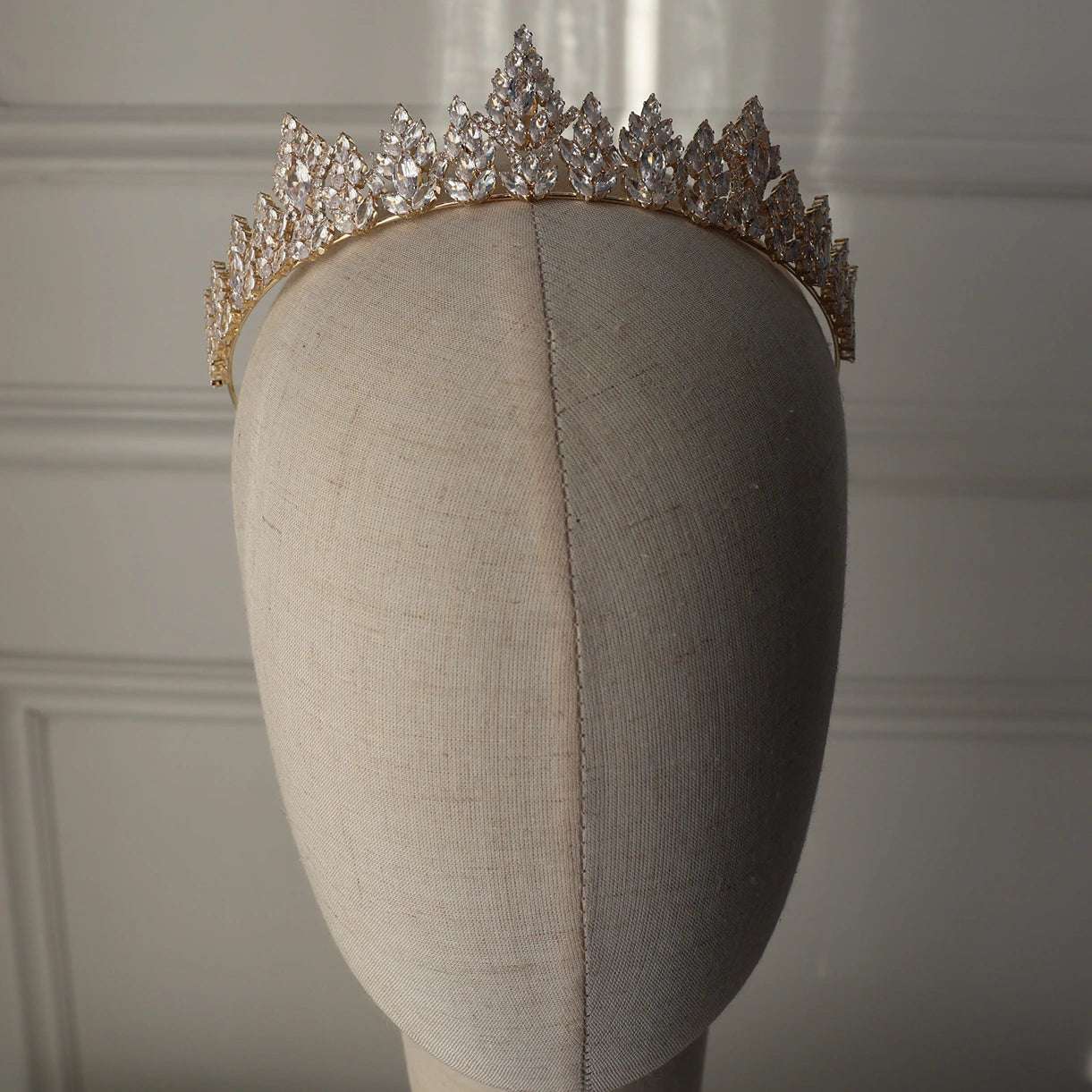 Nova medium gold wedding tiara with crystal detailing