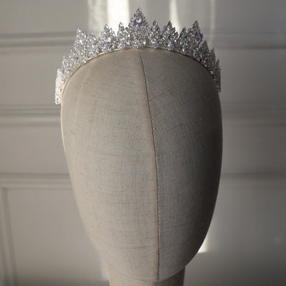 Nova medium silver wedding tiara with crystal detailing