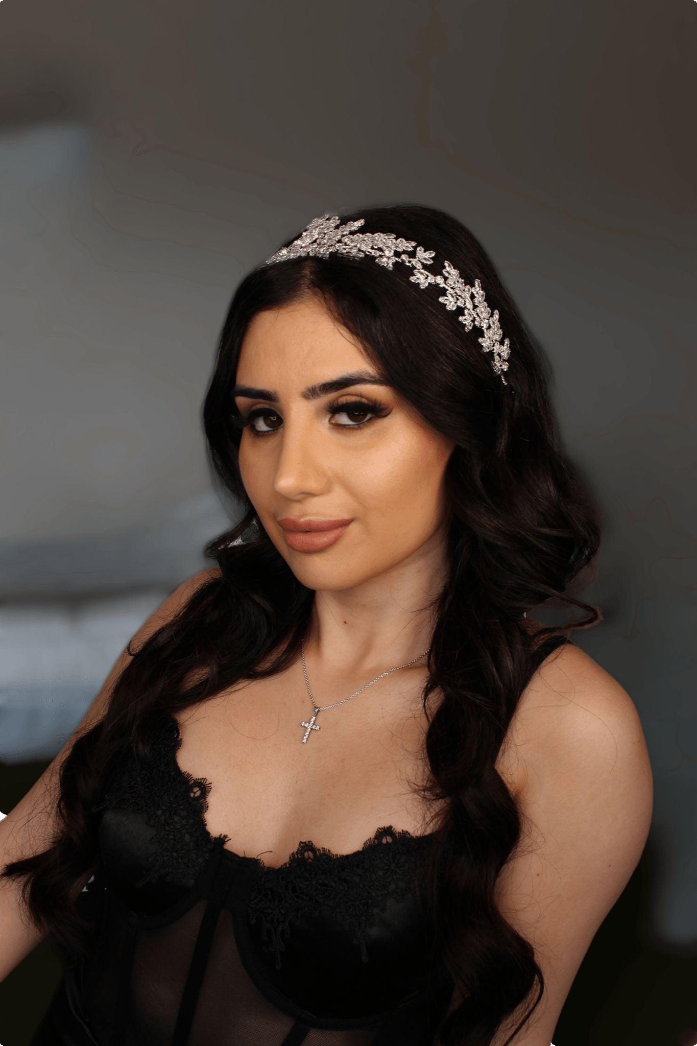 Olivia silver bridal headpiece