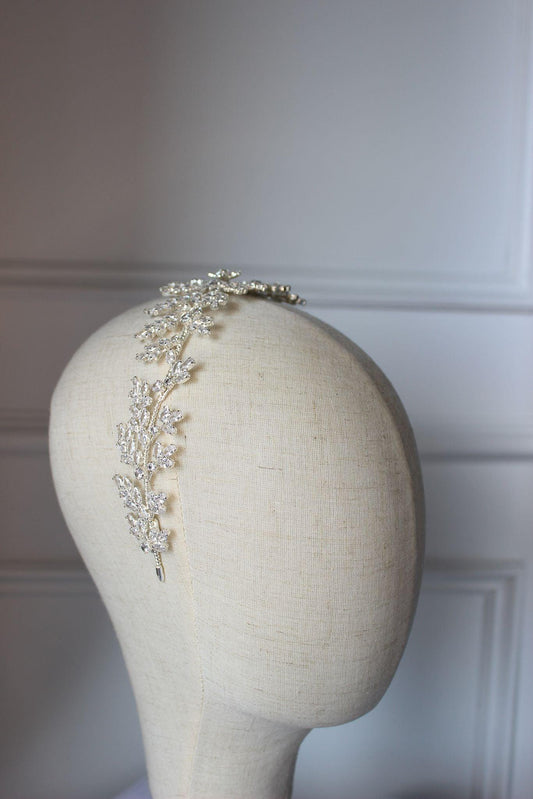 Olivia silver bridal headpiece