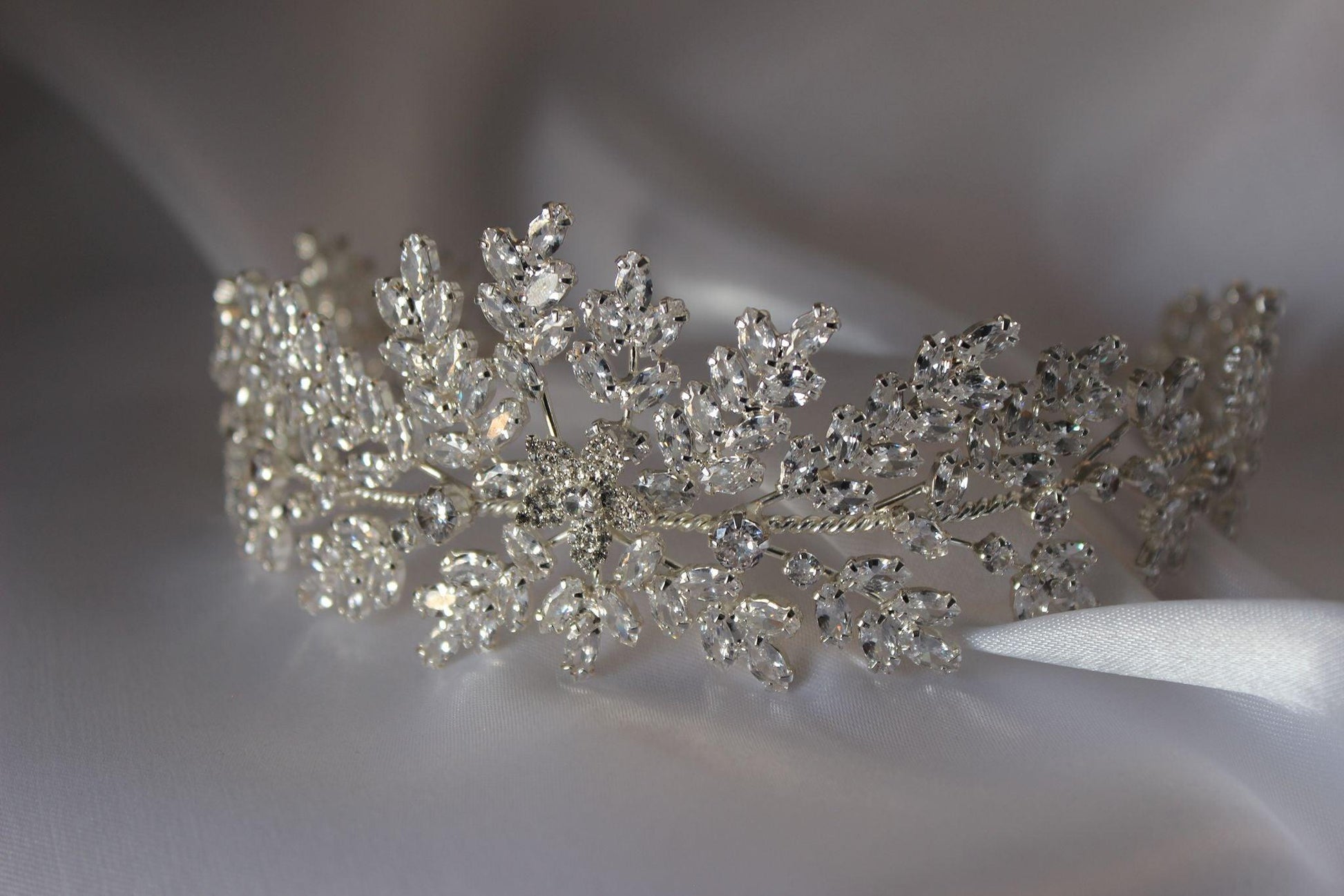 Olivia silver bridal headpiece