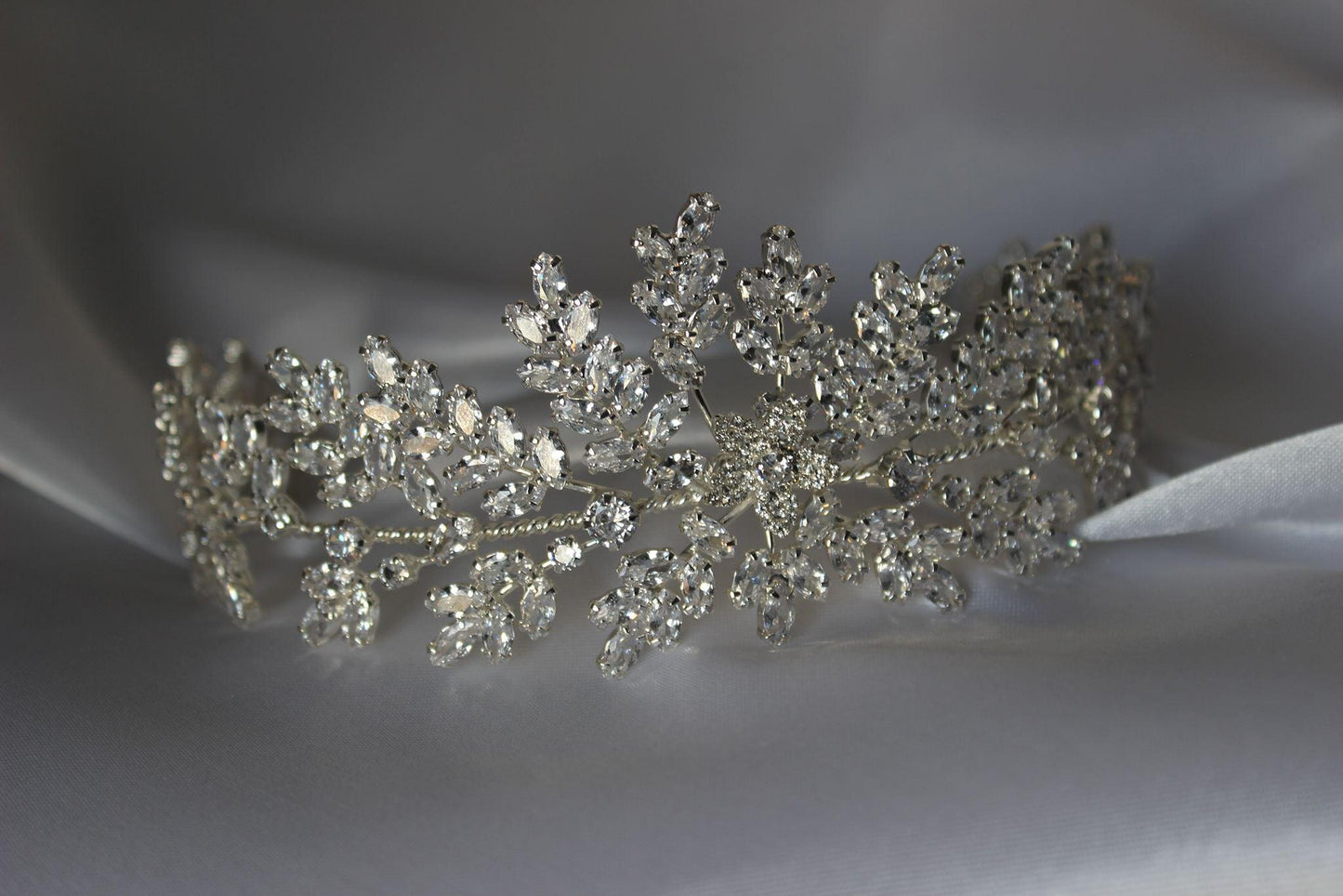 Olivia silver bridal headpiece