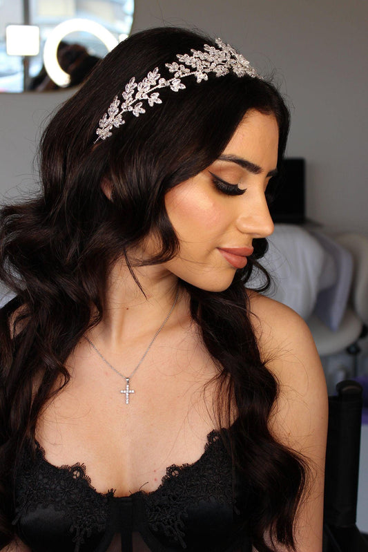 Olivia silver bridal headpiece