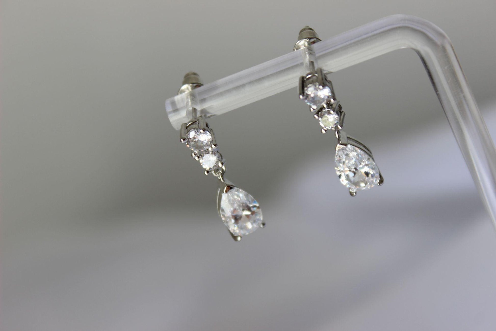 pear drop earrings in silver