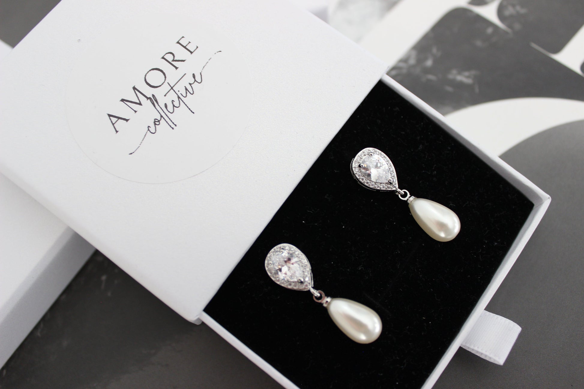 Pear Pearl Drop Earrings Silver