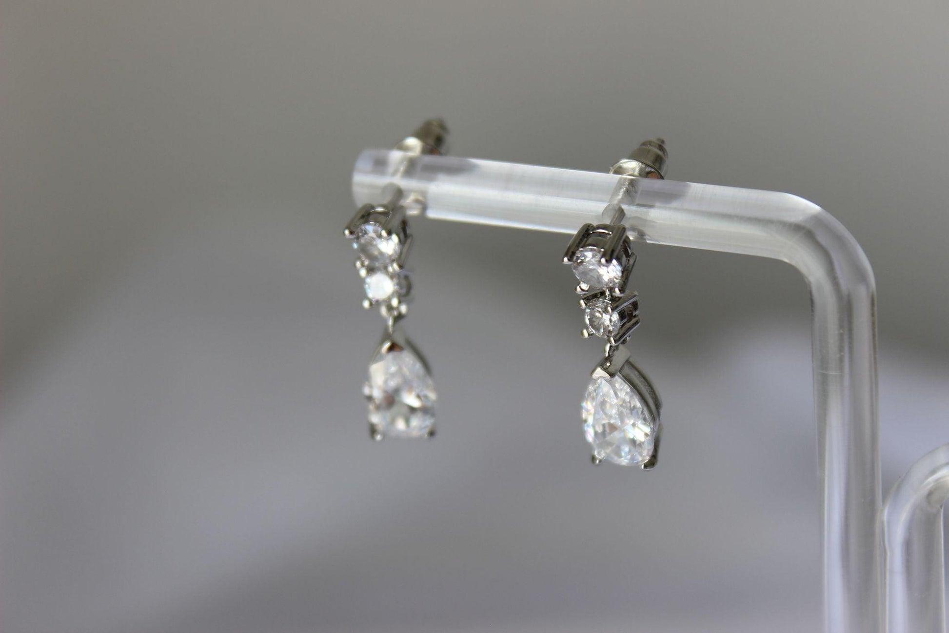Pear and round Mini Drop Silver Earrings