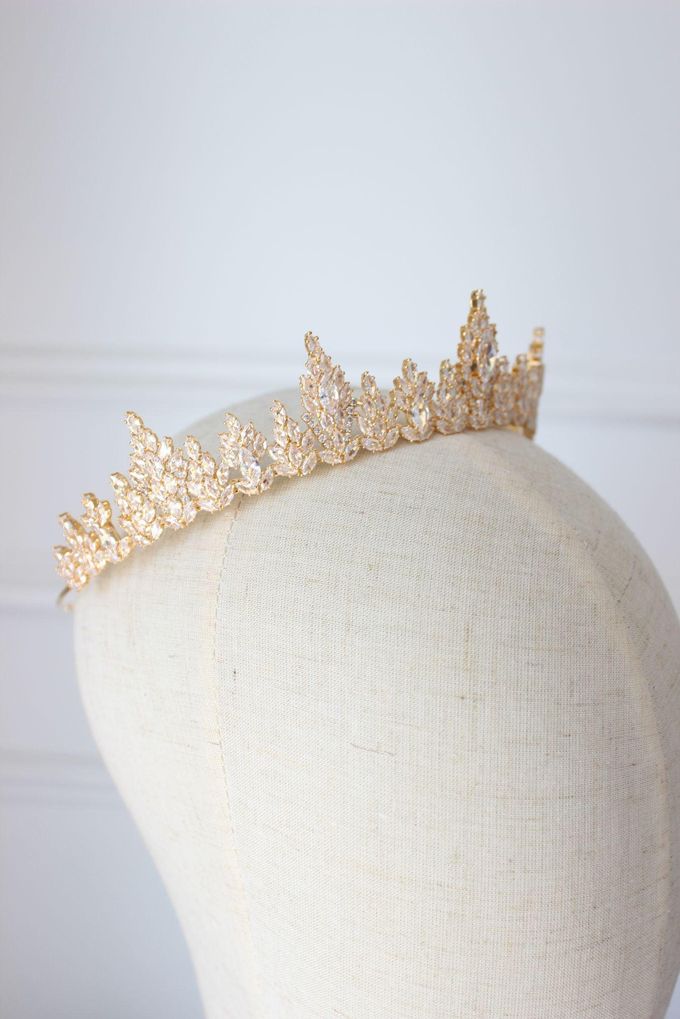 "SELENA" Point Bridal Tiara Gold