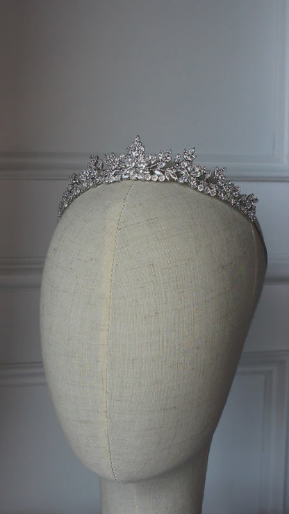 Cubic zirconia bridal tiara on mannequin