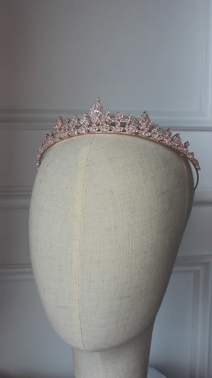 Davina rose gold bridal tiara 360 turn