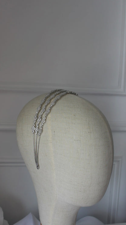 "FLORENCE" Triple Row Bridal Headpiece - Silver