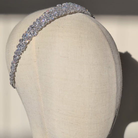 cubic zirconia bridal headband in silver