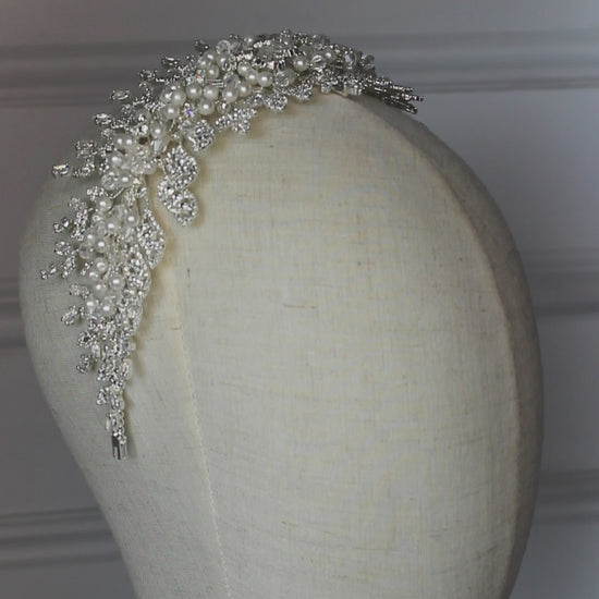 "ELIANA" Crystal & Pearl Bridal Headpiece - Silver