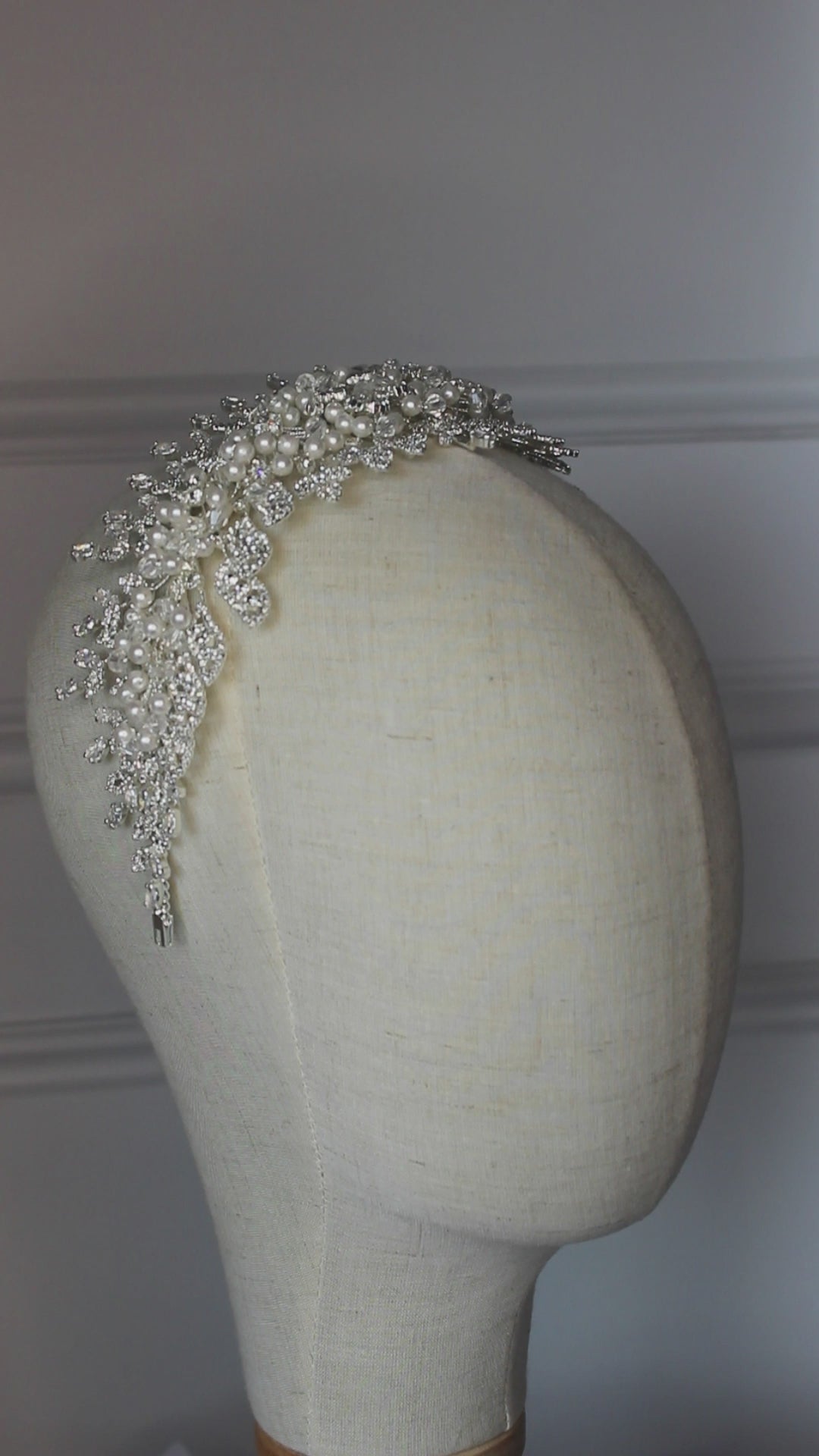 "ELIANA" Crystal & Pearl Bridal Headpiece - Silver