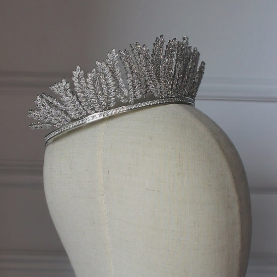 Silver bridal crown on mannequin head