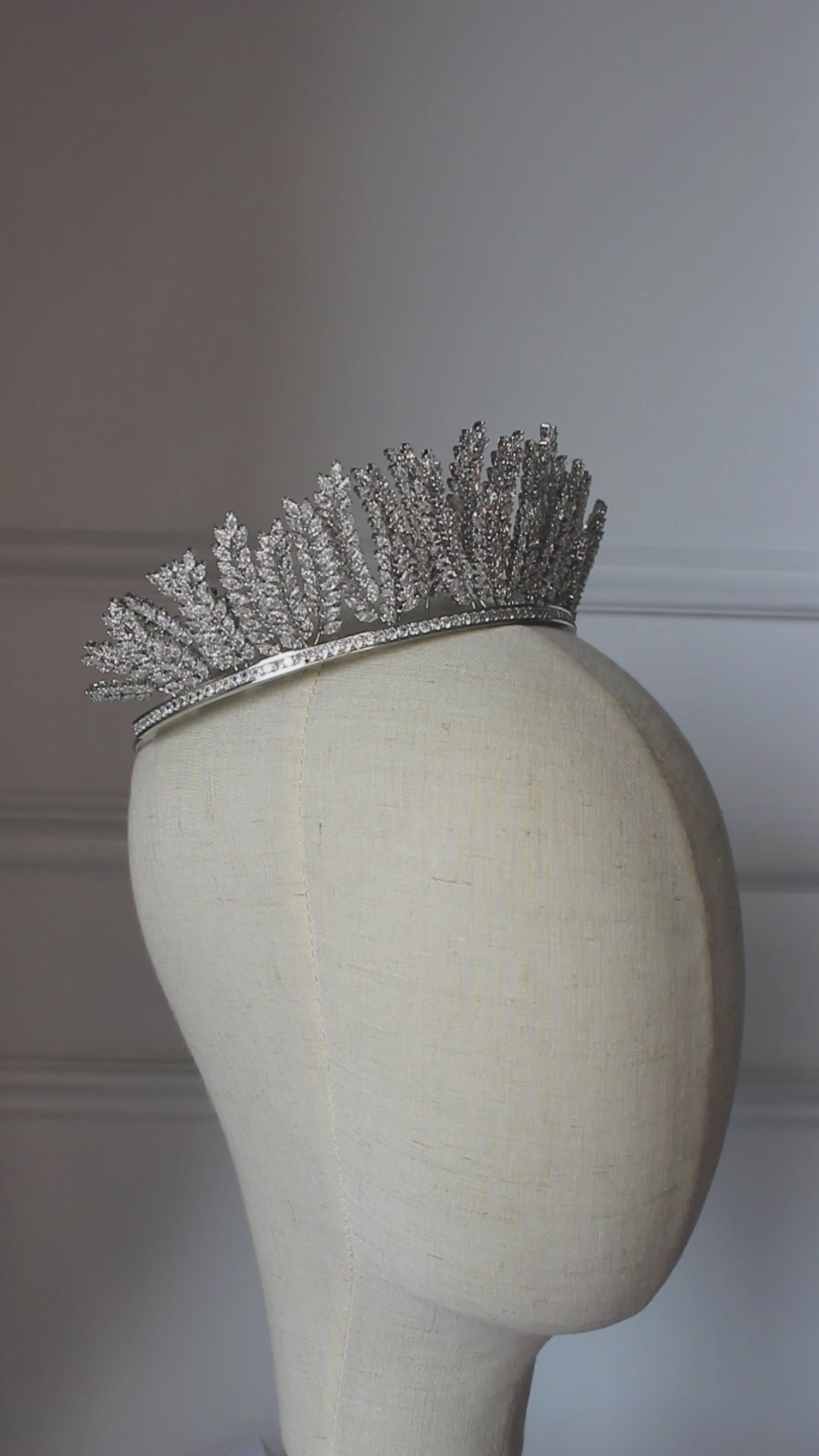 Silver bridal crown on mannequin head