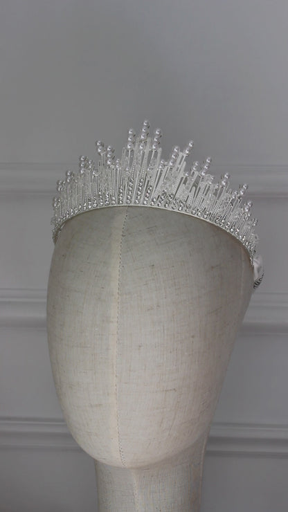 Large white and silver wedding crown video