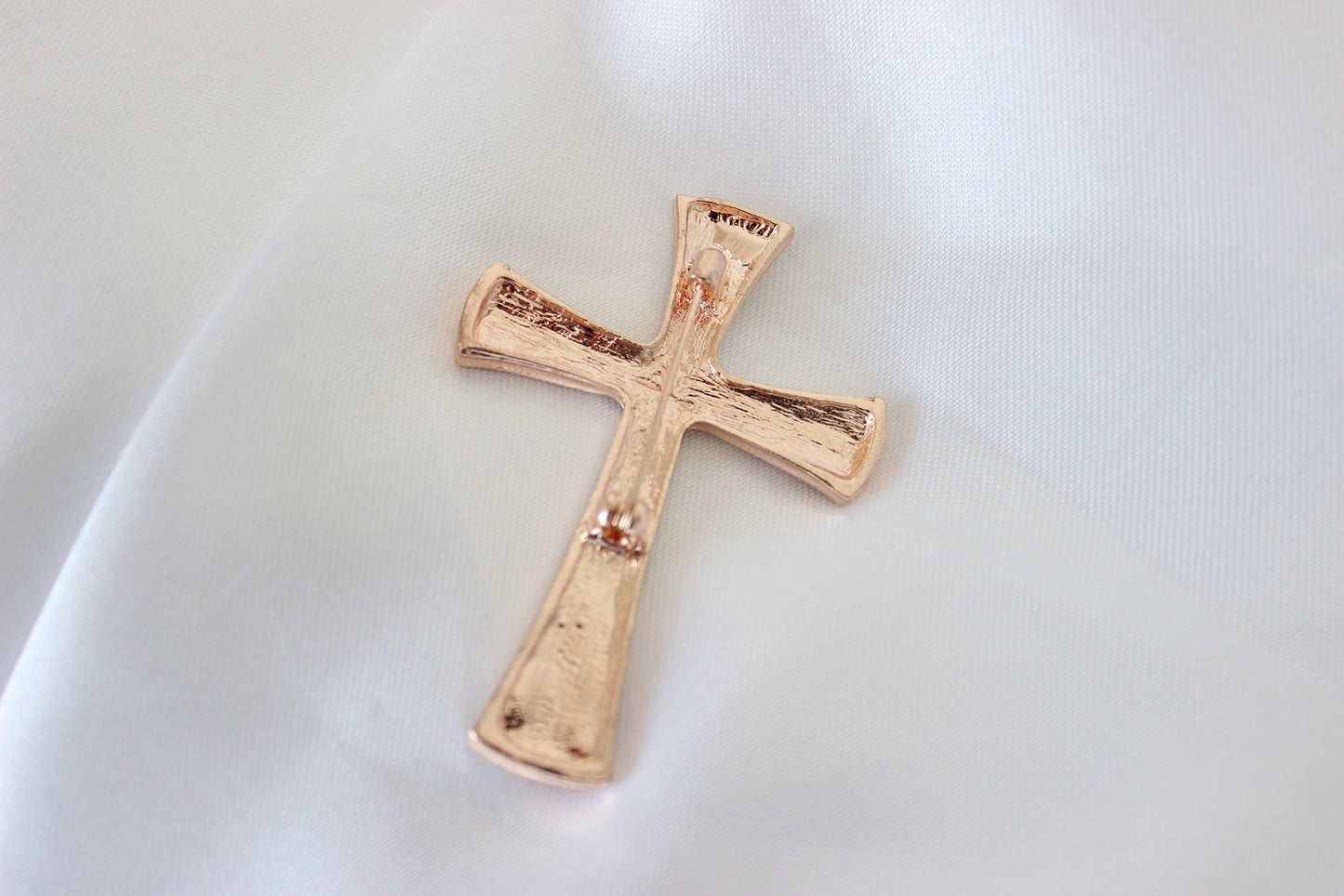 Large Rose Gold Mens Cross Brooch