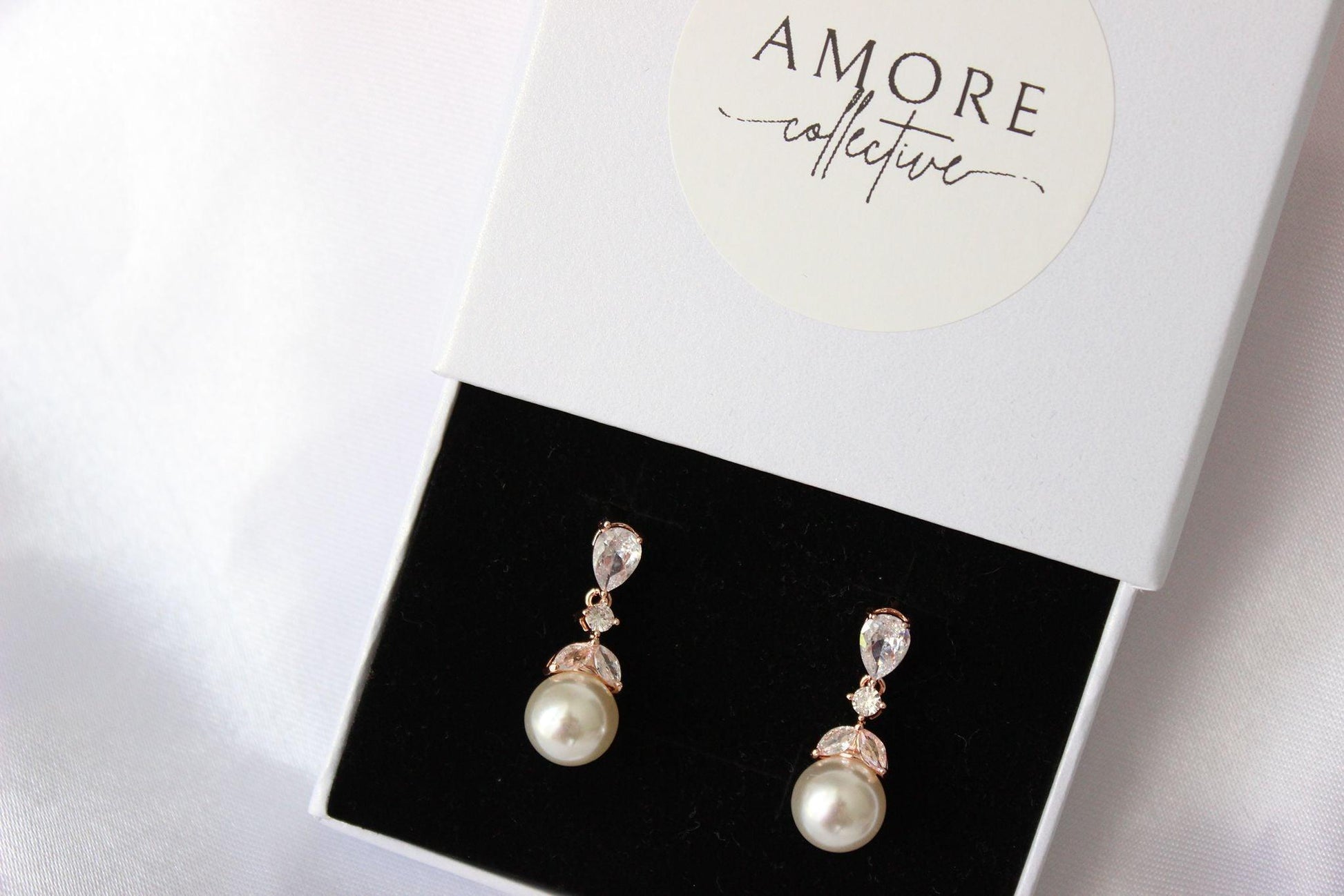 Rose Gold Pearl Drop Earrings