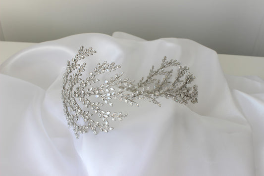 Silver bridal headpiece with branch details