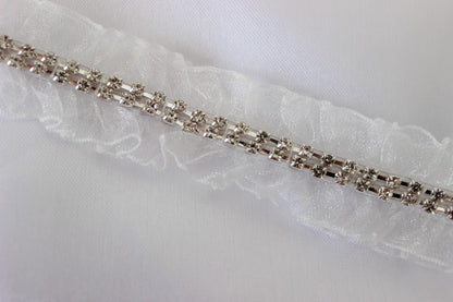 Silver Embellished Garter with white lace
