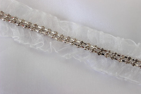 Silver Embellished Garter with white lace