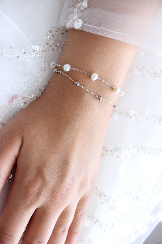 Silver Pearl Bracelet