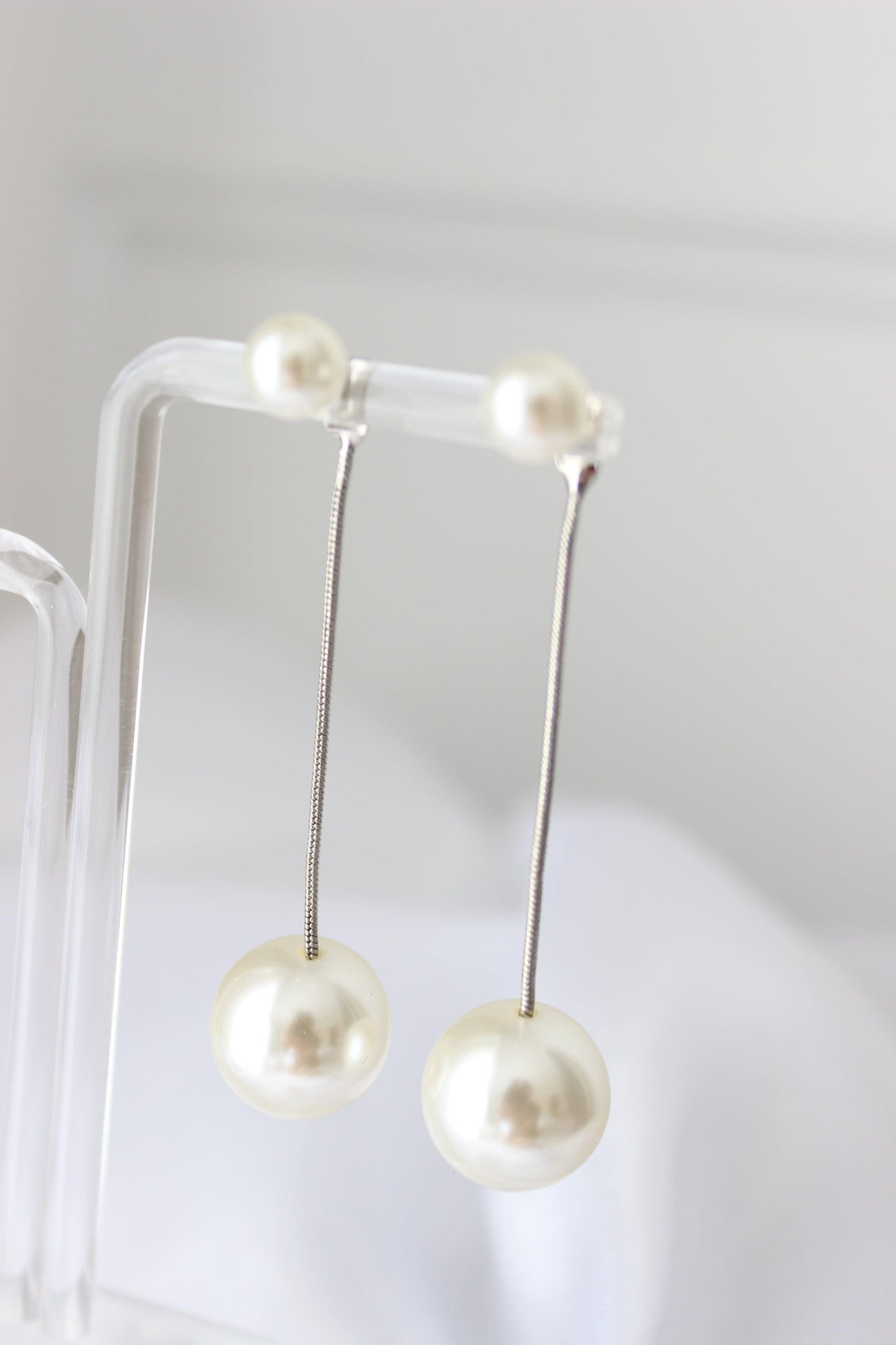 Silver Pearl Drop Earrings