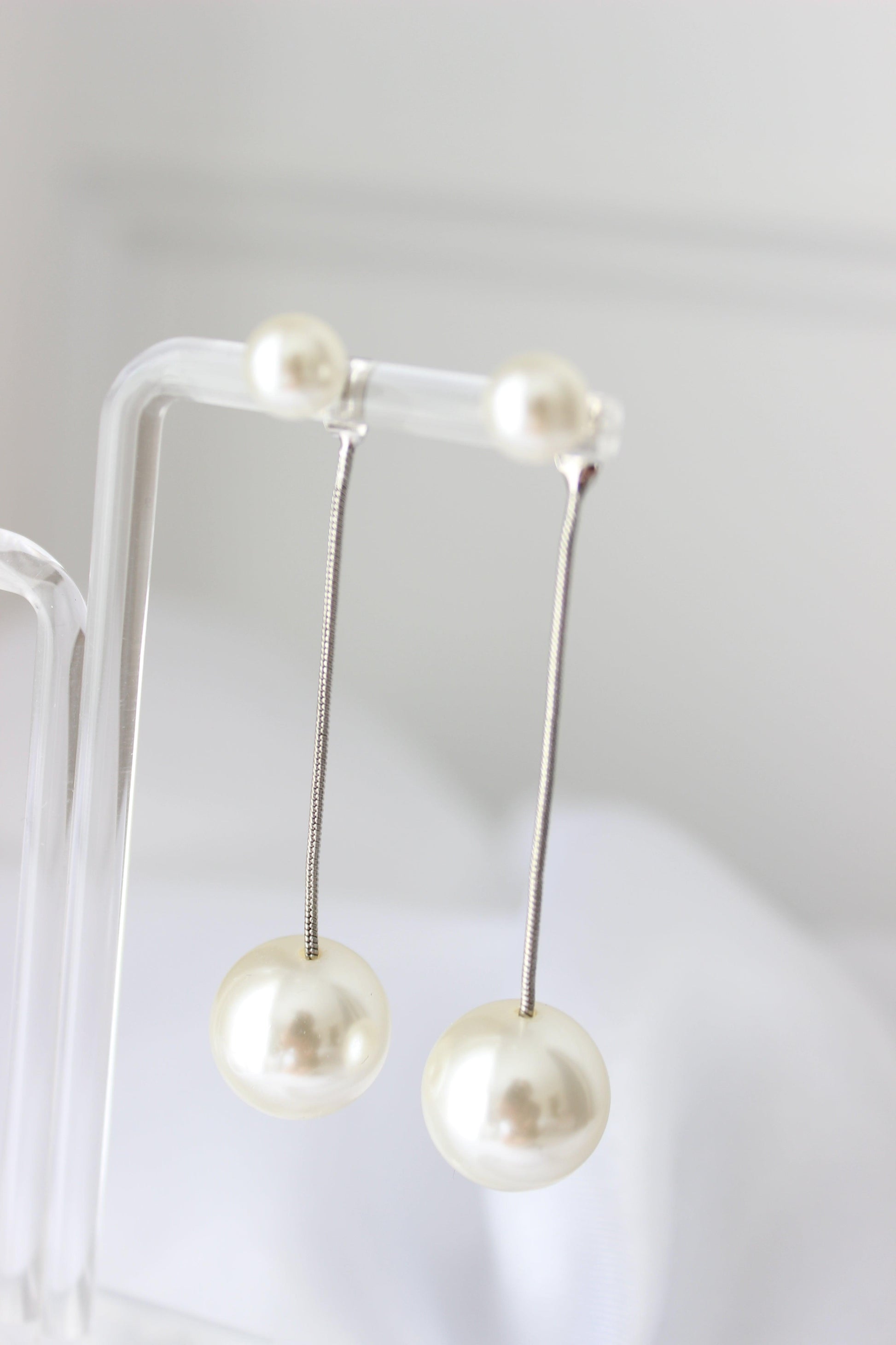 Silver Pearl Drop Earrings