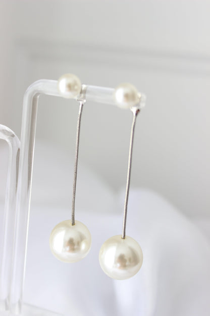 Silver Pearl Drop Earrings