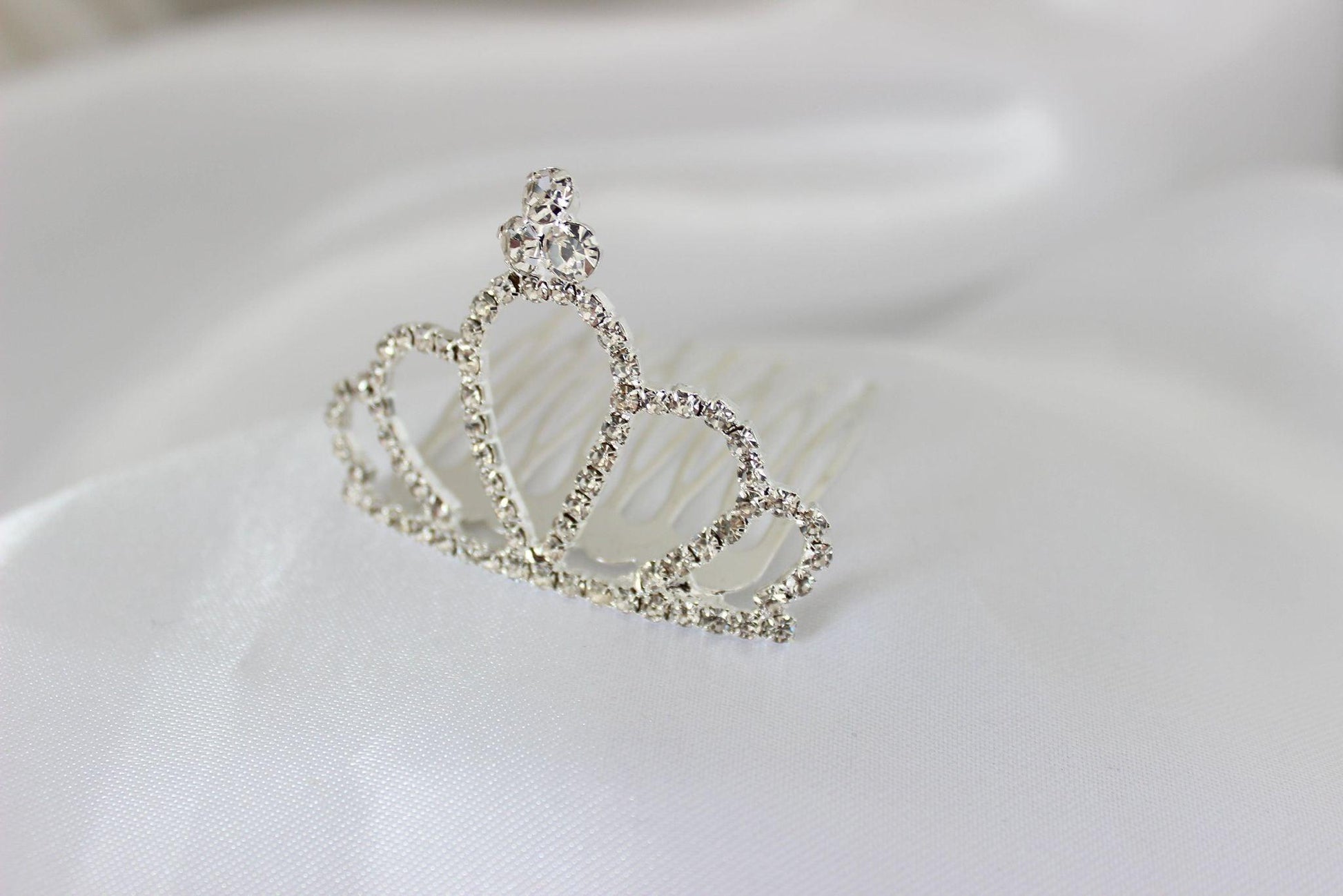 Small Silver Flower Girl Hair Comb