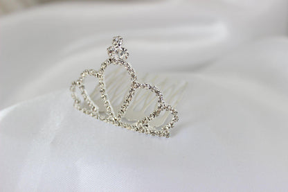 Small Silver Flower Girl Hair Comb
