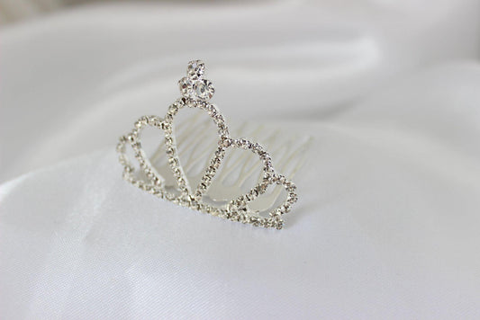 Small Silver Flower Girl Hair Comb