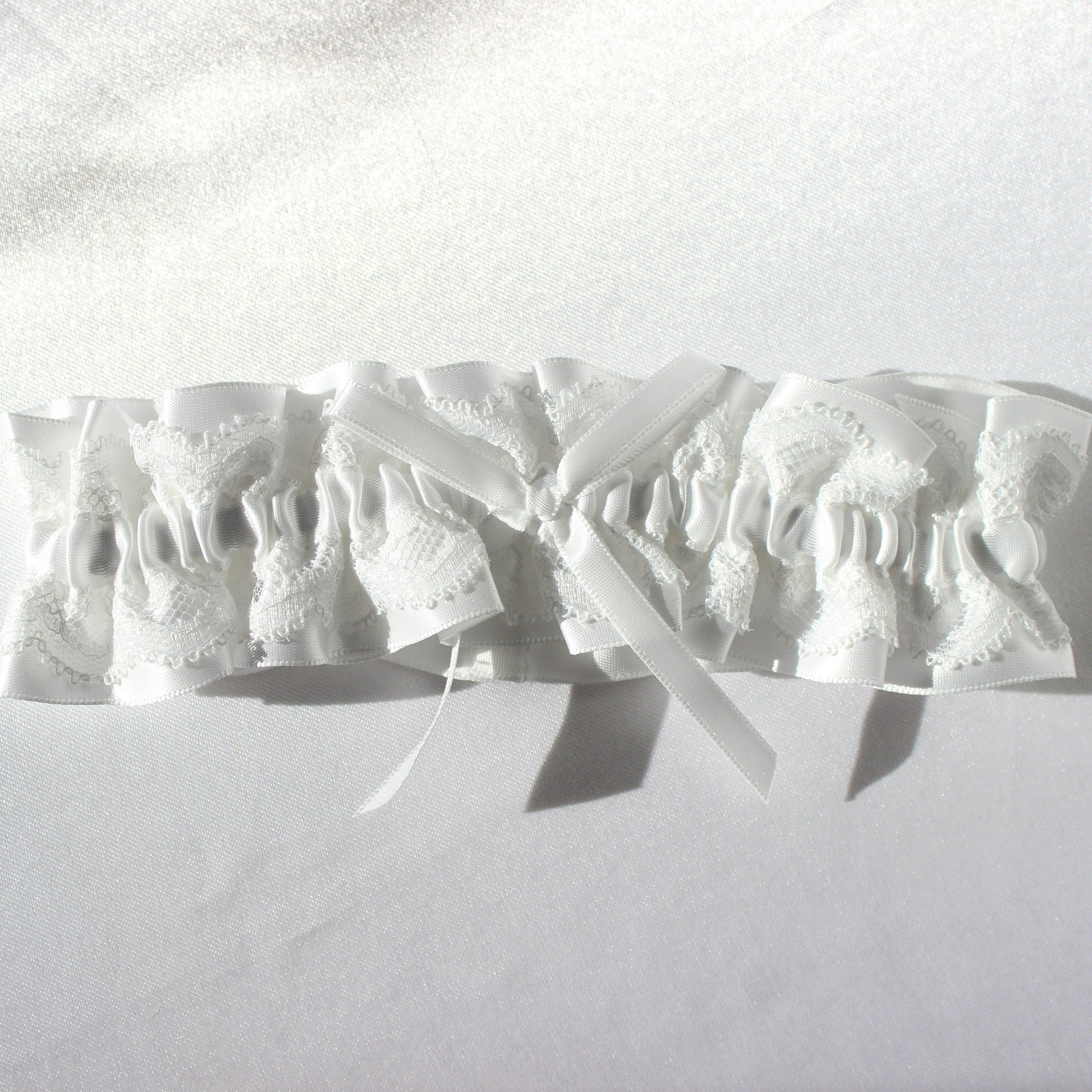 Stella white lace bridal garter with delicate detail