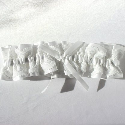 Stella white lace bridal garter with delicate detail