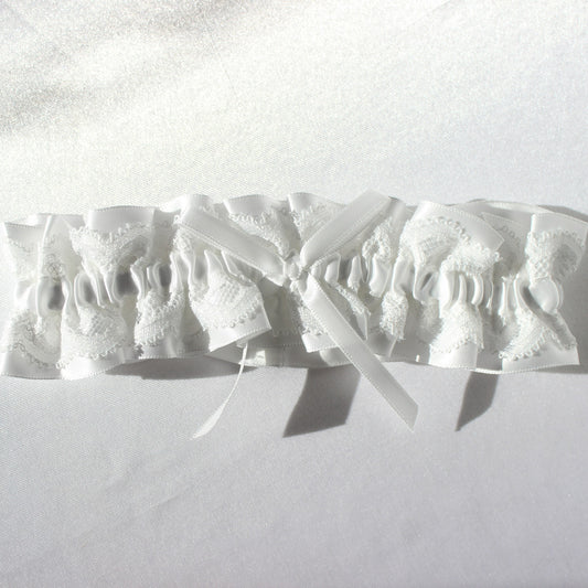 Stella white lace bridal garter with delicate detail