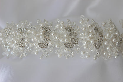 Tania silver & pearl bridal headpiece