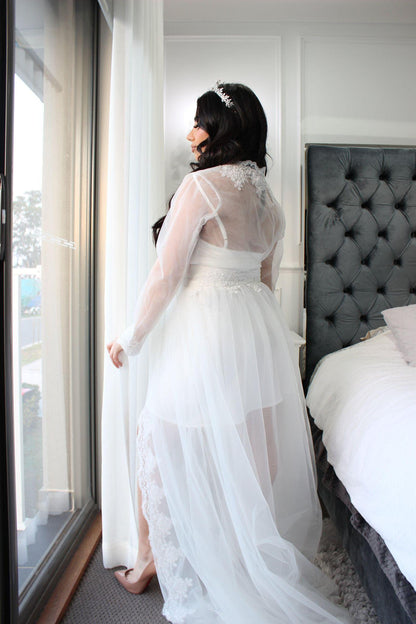 Valentina lace bridal robe