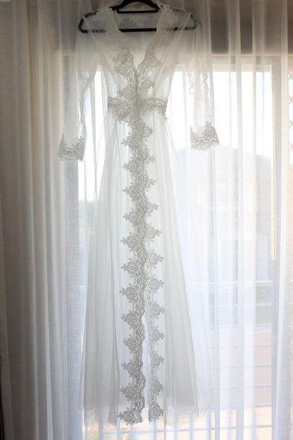 Valentina lace bridal robe