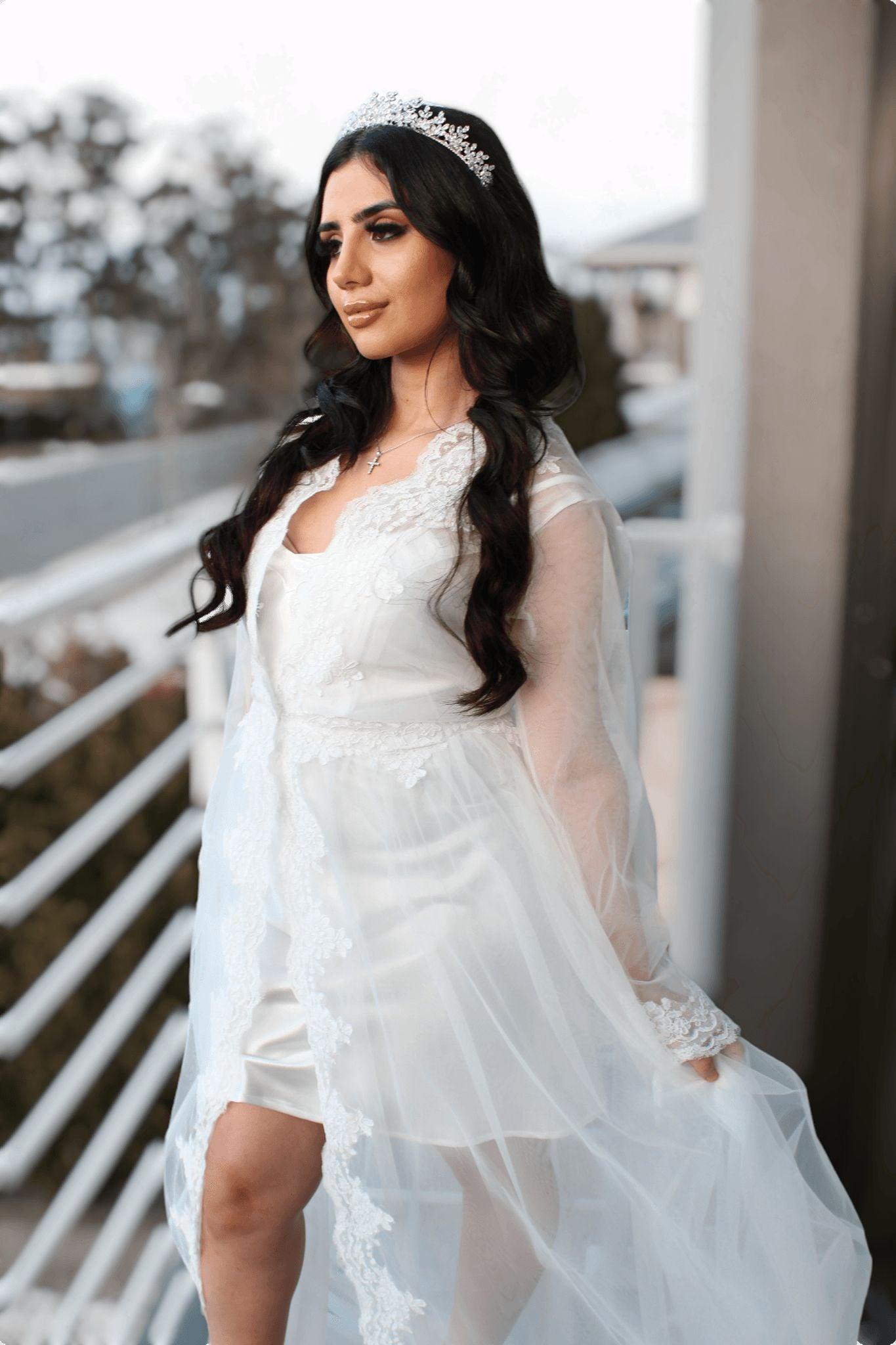 Valentina lace bridal robe