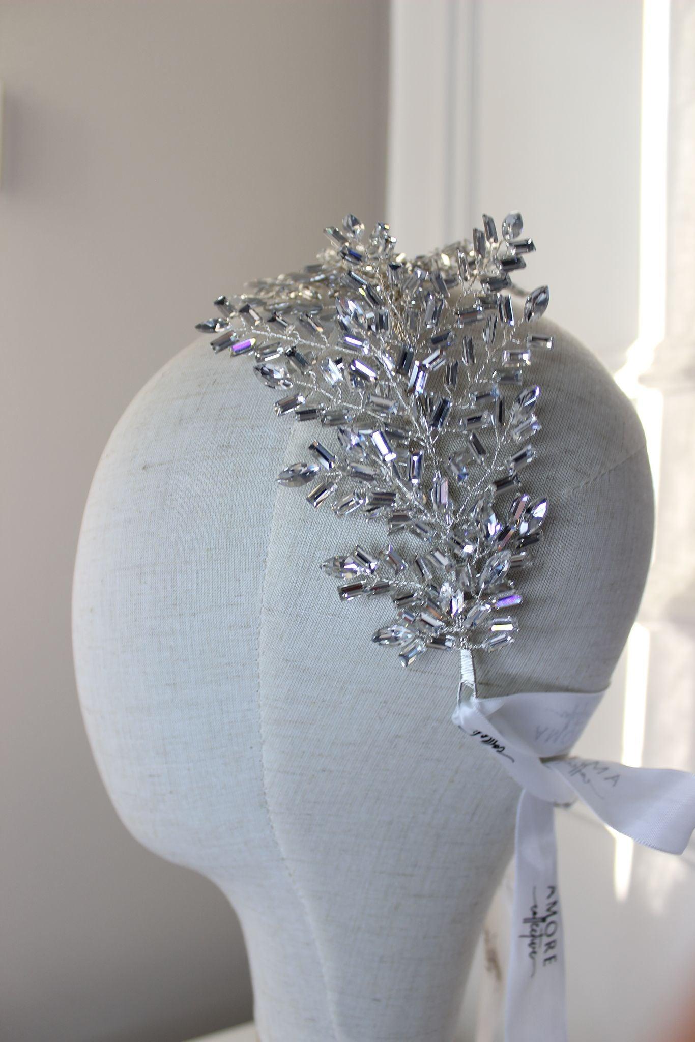 Vanessa silver crystal bridal headpiece