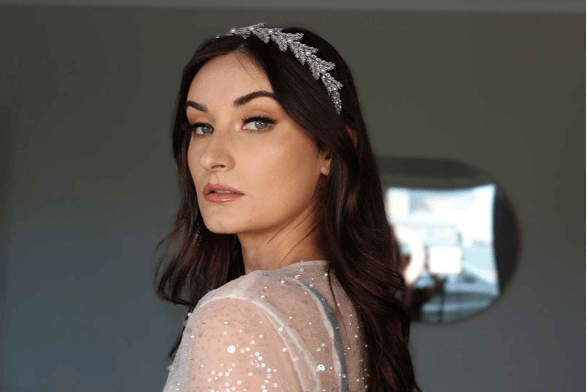Veronica pearl & silver bridal headband